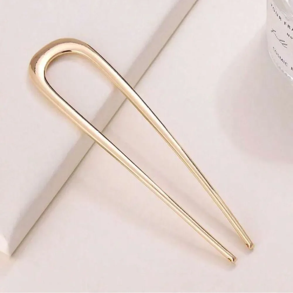 Gold U-Shaped Hair Pin A1598